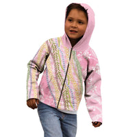 Pink Palaka Hawaii Leis Kid Hoodie Hawaiian-plaid Elegant Tropical Vibes - Polynesian Pride