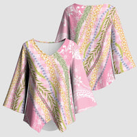 Pink Palaka Hawaii Leis Kimono Sleeve Blouse Hawaiian-plaid Elegant Tropical Vibes - Polynesian Pride