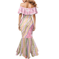 Pink Palaka Hawaii Leis Mermaid Dress Hawaiian-plaid Elegant Tropical Vibes - Polynesian Pride