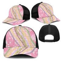 Pink Palaka Hawaii Leis Mesh Trucker Cap Hawaiian-plaid Elegant Tropical Vibes LT14 - Polynesian Pride