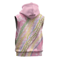 Pink Palaka Hawaii Leis Sleeveless Hoodie Hawaiian-plaid Elegant Tropical Vibes LT14 - Polynesian Pride