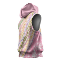 Pink Palaka Hawaii Leis Sleeveless Hoodie Hawaiian-plaid Elegant Tropical Vibes LT14 - Polynesian Pride