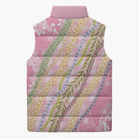 Pink Palaka Hawaii Leis Sleeveless Puffer Jacket Hawaiian-plaid Elegant Tropical Vibes - Polynesian Pride