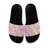 Pink Palaka Hawaii Leis Slide Sandals Hawaiian-plaid Elegant Tropical Vibes - Polynesian Pride