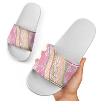Pink Palaka Hawaii Leis Slide Sandals Hawaiian-plaid Elegant Tropical Vibes - Polynesian Pride
