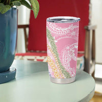 Pink Palaka Hawaii Leis Tumbler Cup Hawaiian-plaid Elegant Tropical Vibes LT14 - Polynesian Pride