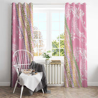 Pink Palaka Hawaii Leis Window Curtain Hawaiian-plaid Elegant Tropical Vibes - Polynesian Pride
