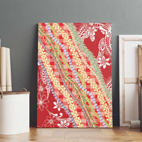 Red Palaka Hawaii Leis Canvas Wall Art Hawaiian-plaid Elegant Tropical Vibes - Polynesian Pride