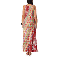 Red Palaka Hawaii Leis Family Matching Tank Maxi Dress and Hawaiian Shirt Hawaiian-plaid Elegant Tropical Vibes - Polynesian Pride