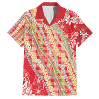 Red Palaka Hawaii Leis Hawaiian Shirt Hawaiian-plaid Elegant Tropical Vibes - Polynesian Pride