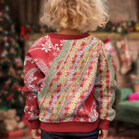 Red Palaka Hawaii Leis Kid Ugly Christmas Sweater Hawaiian-plaid Elegant Tropical Vibes - Polynesian Pride