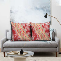 Red Palaka Hawaii Leis Pillow Cover Hawaiian-plaid Elegant Tropical Vibes - Polynesian Pride