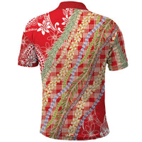 Red Palaka Hawaii Leis Polo Shirt Hawaiian-plaid Elegant Tropical Vibes - Polynesian Pride