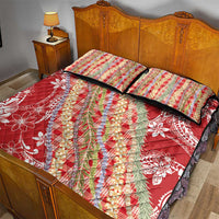 Red Palaka Hawaii Leis Quilt Bed Set Hawaiian-plaid Elegant Tropical Vibes - Polynesian Pride