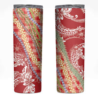 Red Palaka Hawaii Leis Skinny Tumbler Hawaiian-plaid Elegant Tropical Vibes - Polynesian Pride