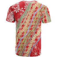Red Palaka Hawaii Leis T Shirt Hawaiian-plaid Elegant Tropical Vibes - Polynesian Pride