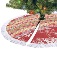 Red Palaka Hawaii Leis Tree Skirt Hawaiian-plaid Elegant Tropical Vibes - Polynesian Pride