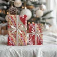 Red Palaka Hawaii Leis Wrapping Paper Hawaiian-plaid Elegant Tropical Vibes - Polynesian Pride