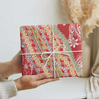 Red Palaka Hawaii Leis Wrapping Paper Hawaiian-plaid Elegant Tropical Vibes - Polynesian Pride