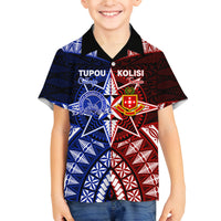 Personalised Tupou College And Kolisi Tonga Atele Family Matching Summer Maxi Dress and Hawaiian Shirt Tongan Ngatu Pattern LT14 Son's Shirt Blue - Polynesian Pride