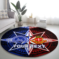 Personalised Tupou College And Kolisi Tonga Atele Round Carpet Tongan Ngatu Pattern LT14 - Polynesian Pride