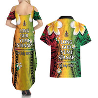 Vanuatu Independence Day Couples Matching Summer Maxi Dress and Hawaiian Shirt Long God Yumi Stanap Happy 45th Anniversary LT14