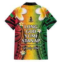 Vanuatu Independence Day Family Matching Off The Shoulder Long Sleeve Dress and Hawaiian Shirt Long God Yumi Stanap Happy 46th Anniversary LT14 - Polynesian Pride