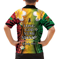 Vanuatu Independence Day Family Matching Tank Maxi Dress and Hawaiian Shirt Long God Yumi Stanap Happy 46th Anniversary LT14 - Polynesian Pride