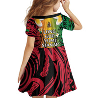 Vanuatu Independence Day Kid Short Sleeve Dress Long God Yumi Stanap Happy 46th Anniversary LT14 - Polynesian Pride