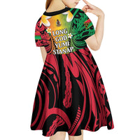 Vanuatu Independence Day Kid Short Sleeve Dress Long God Yumi Stanap Happy 46th Anniversary LT14 - Polynesian Pride