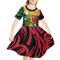 Vanuatu Independence Day Kid Short Sleeve Dress Long God Yumi Stanap Happy 46th Anniversary LT14 - Polynesian Pride