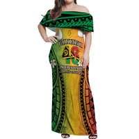 Vanuatu Independence Day Off Shoulder Maxi Dress Long God Yumi Stanap Happy 46th Anniversary LT14 Women Reggae - Polynesian Pride