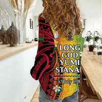 Vanuatu Independence Day Women Casual Shirt Long God Yumi Stanap Happy 45th Anniversary LT14