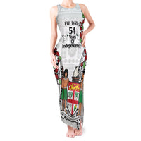 Fiji Day Tank Maxi Dress Happy 54 Years Of Independence Tapa Pattern White
