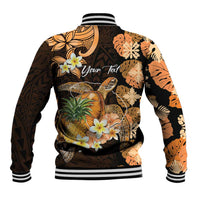 Personalised Aloha Hawaii Lanai Island Baseball Jacket Pineapple Isle Map Sea Turtle Plumeria
