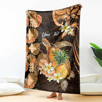 Personalised Aloha Hawaii Lanai Island Blanket Pineapple Isle Map Sea Turtle Plumeria