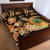 Personalised Aloha Hawaii Lanai Island Quilt Bed Set Pineapple Isle Map Sea Turtle Plumeria