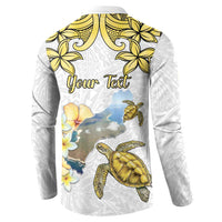 Personalised Aloha Hawaii Niihau Island Button Sweatshirt Forbidden Isle Map Shell Lei