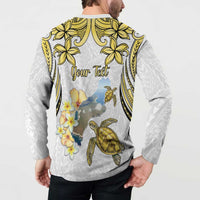 Personalised Aloha Hawaii Niihau Island Button Sweatshirt Forbidden Isle Map Shell Lei