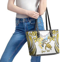 Personalised Aloha Hawaii Niihau Island Leather Tote Bag Forbidden Isle Map Shell Lei LT14 - Polynesian Pride