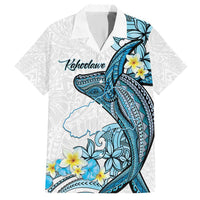 Personalised Aloha Hawaii Kahoolawe Island Family Matching Short Sleeve Bodycon Dress and Hawaiian Shirt Target Isle Map With Humpback Whale LT14 Dad's Shirt - Short Sleeve Blue - Polynesian Pride