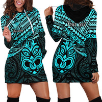 Personalised Matariki New Zealand Hoodie Dress Maori New Year Tiki Turquoise Version LT14 - Polynesian Pride