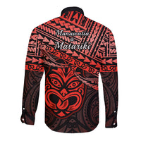 Matariki New Zealand Long Sleeve Button Shirt Maori New Year Tiki Red Version LT14