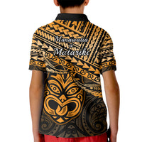 Matariki New Zealand Kid Polo Shirt Maori New Year Tiki Gold Version LT14