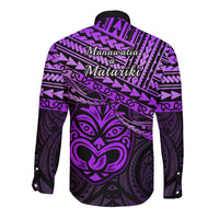 Matariki New Zealand Long Sleeve Button Shirt Maori New Year Tiki Purple Version LT14