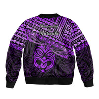 Matariki New Zealand Sleeve Zip Bomber Jacket Maori New Year Tiki Purple Version LT14