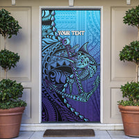 Personalised Polynesia Blue Marlin Fishing Door Cover Marlin Anchor Tattoo Polynesian Pattern LT14 Purple - Polynesian Pride