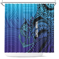 Personalised Polynesia Blue Marlin Fishing Shower Curtain Marlin Anchor Tattoo Polynesian Pattern