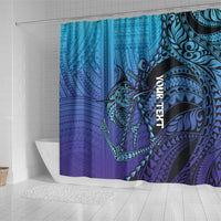 Personalised Polynesia Blue Marlin Fishing Shower Curtain Marlin Anchor Tattoo Polynesian Pattern
