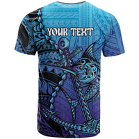 Personalised Polynesia Blue Marlin Fishing T Shirt Marlin Anchor Tattoo Polynesian Pattern LT14 - Polynesian Pride